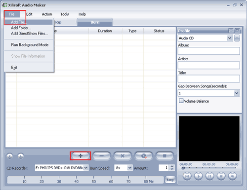 burn music CD